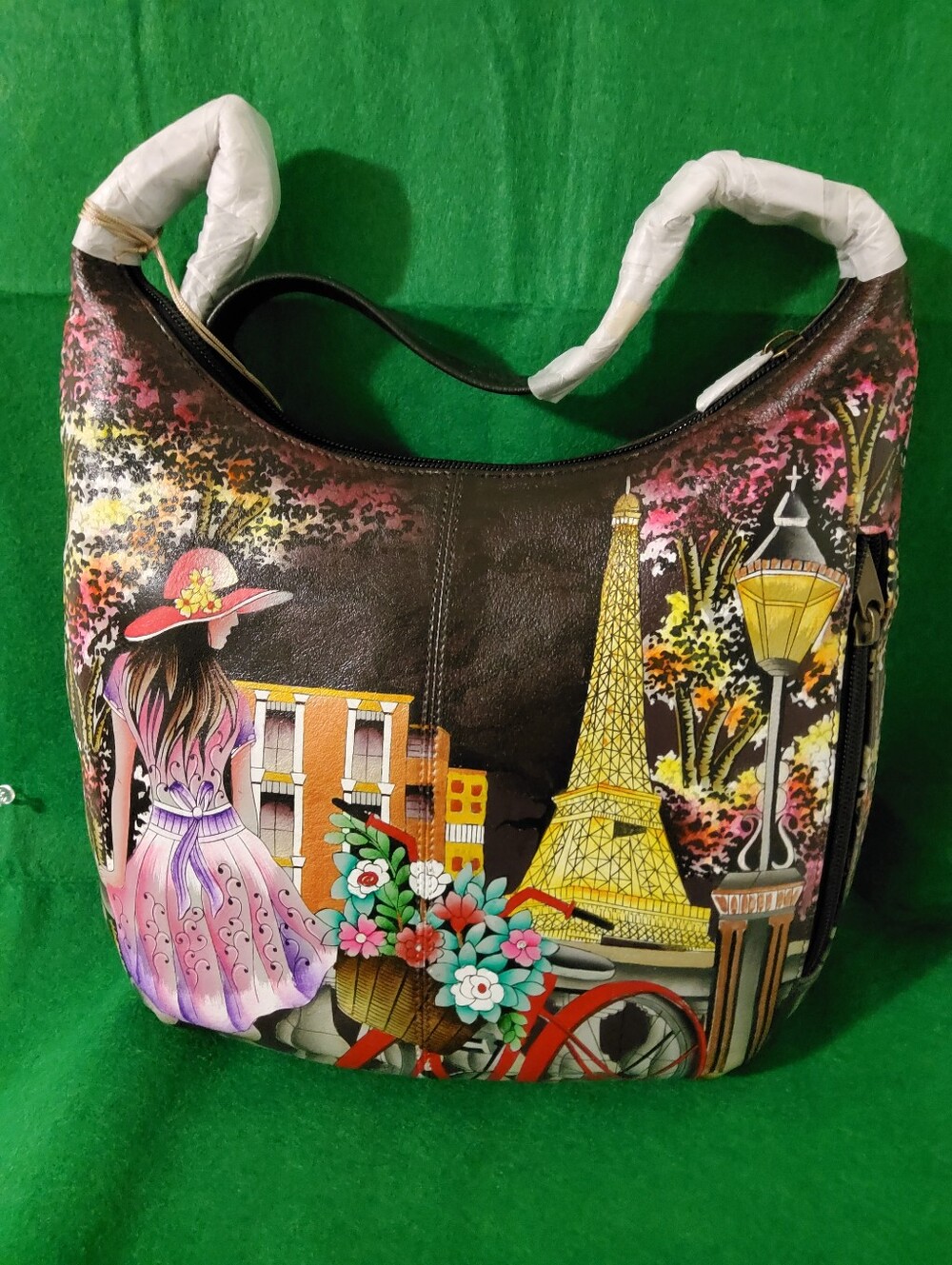Anuschka Leather Large Slim Hobo Crossbody, Paris At Night